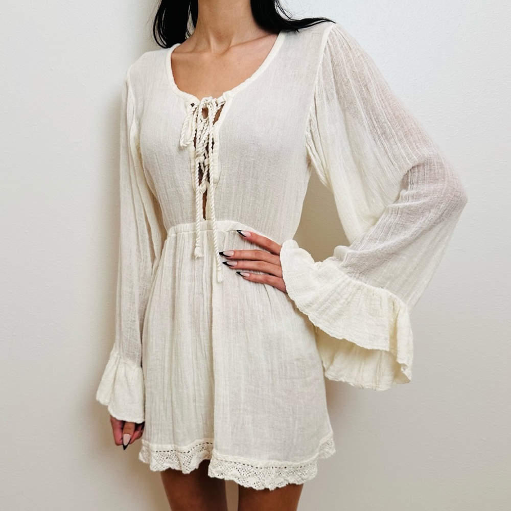 Jen’s Pirate Booty Free People Dress Long Sleeve Mini Boho Crochet